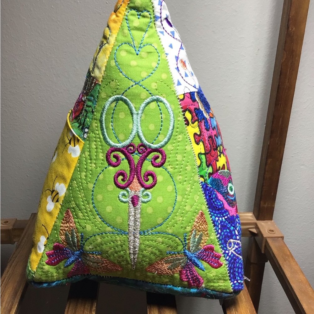 Colorful Embroidered Pyramid Pin Cushion